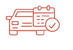 An Icon showing a car and a clipboard to represent a replacement car